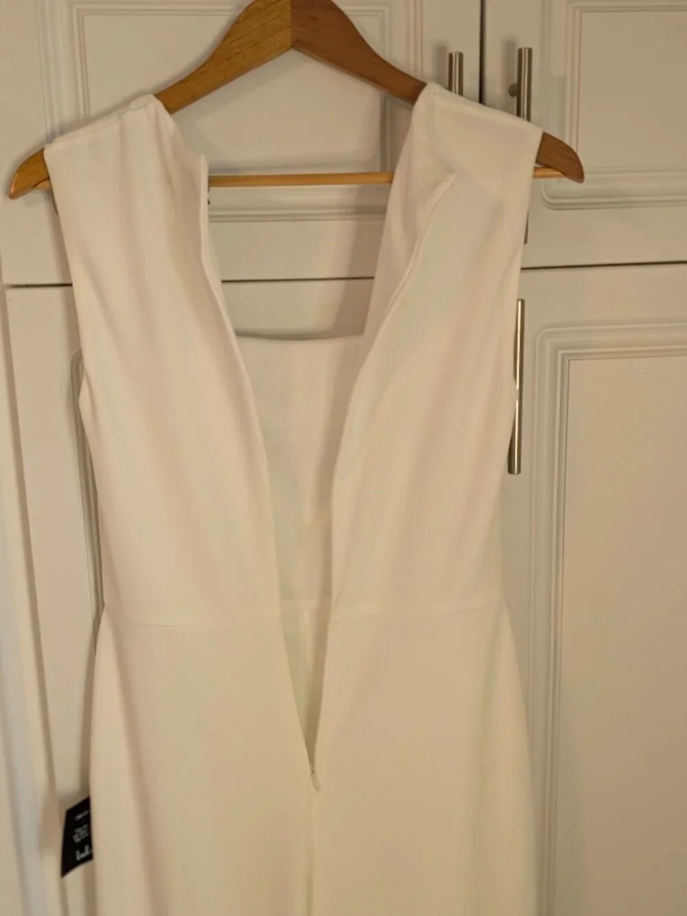 Lulus Enticing Endeavors Ivory Stretch Wide Leg Jumpsuit L Honeymoon Wedding NWT - Picture 6 of 12